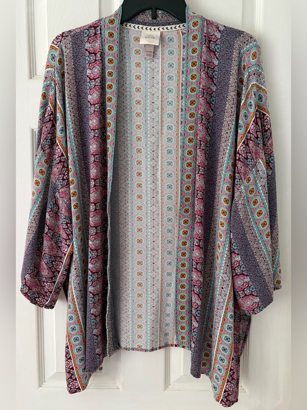 Knox Rose Mauve Multi Printed Open-Front Kimono